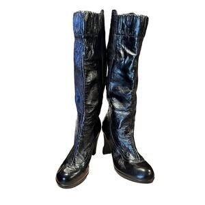 YOU‎ by CROCS Boots Women's 8.5 Black Patent Leather Knee High Heeled